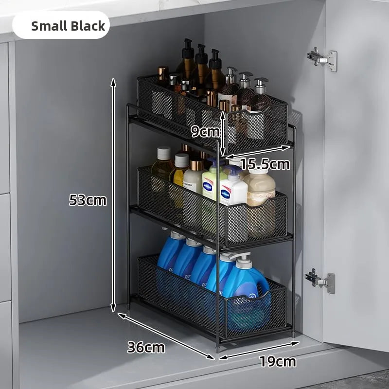 Kitchen Cabinet Storage Organizer Pull Out Double Layer Basket