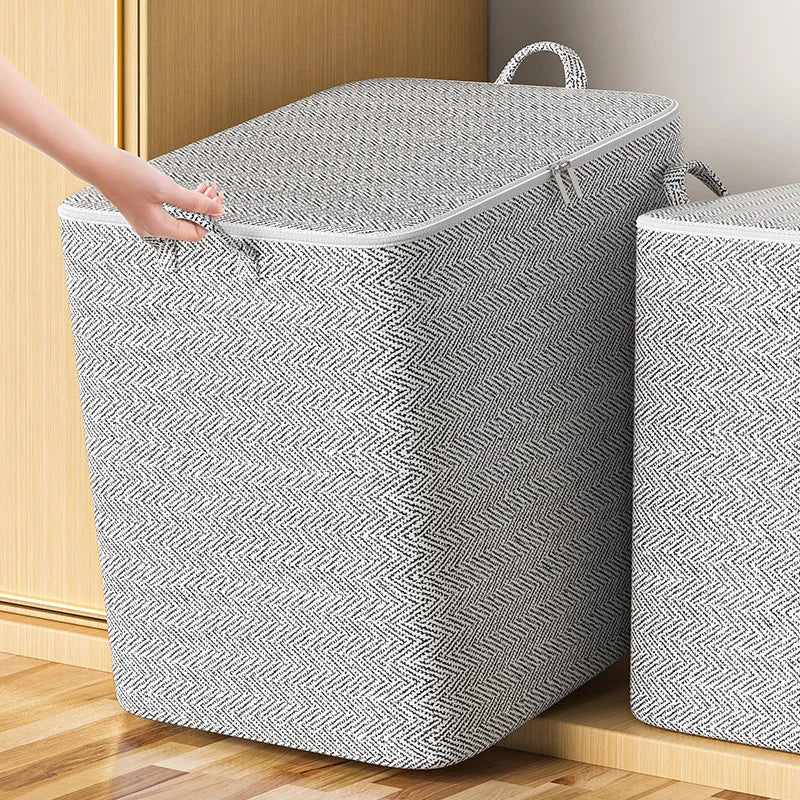 Zipper Lid Stackable Clothes Storage Baskets