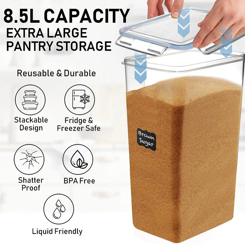 2Pcs Large Airtight Dry Pantry Food Storage Containers