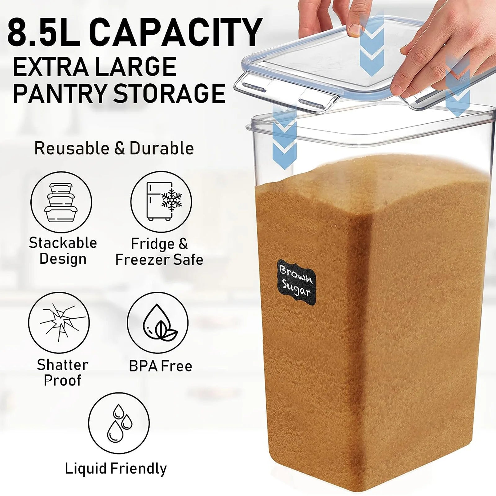 2Pcs Large Airtight Dry Pantry Food Storage Containers
