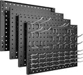 4-Pack Wall Mounted Black Metal Pegboard Panels with 50 Hooks,