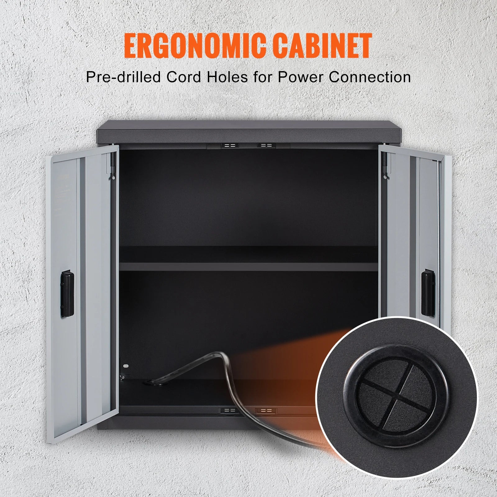 Metal Foldable Wall Cabinet with Magnetic Door & Adjustable Shelving