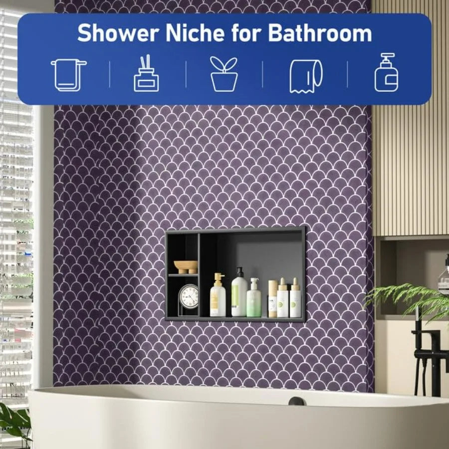 Stainless Steel Recessed Wall Shelf Shower Niche No Tile Needed