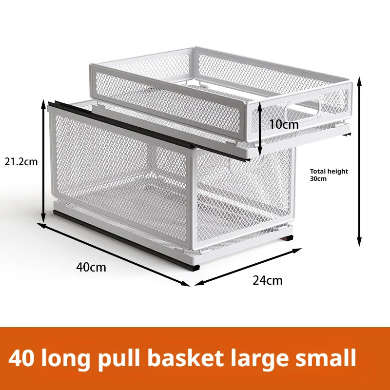Kitchen Cabinet Pull-Out Storage Basket Dish Storage Basket Rack Kitchen Spice Drawer Storage Box Sundries Storage Basket