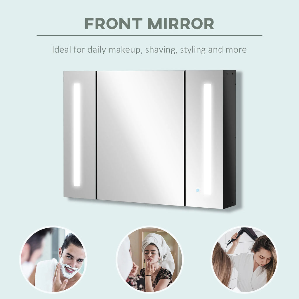 LED Wall Mounted Medicine Cabinet with 3 Mirrored Doors