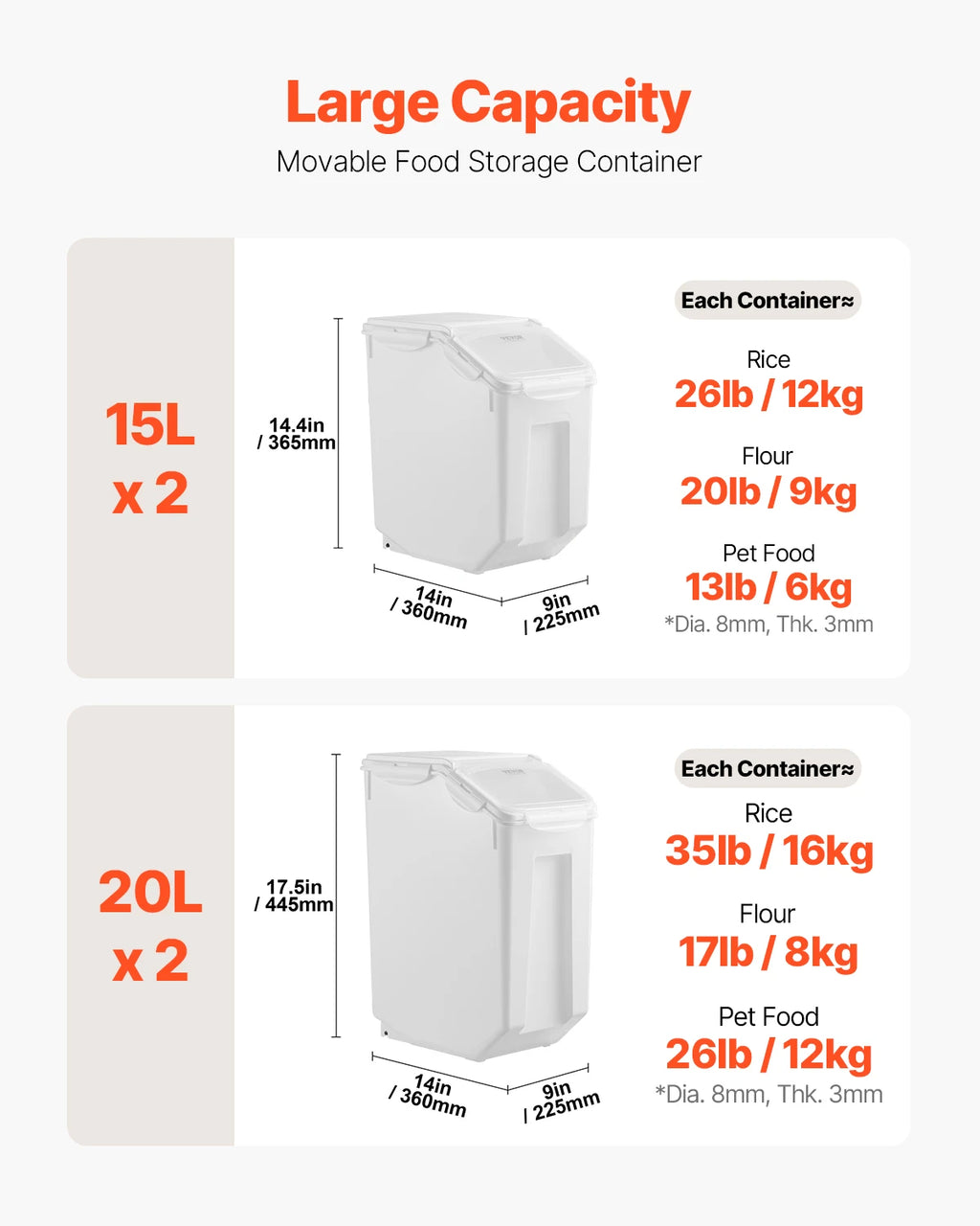Four Piece Grain & Dry Goods Pantry Containers