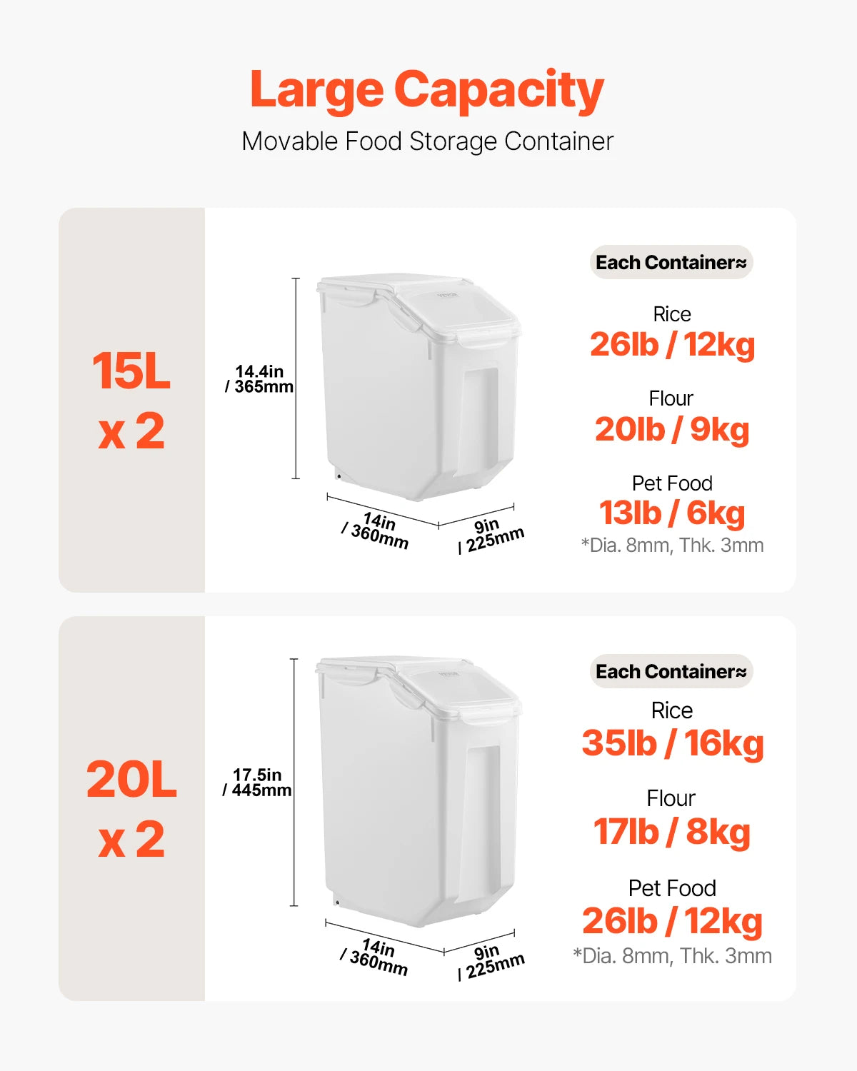 Four Piece Grain & Dry Goods Pantry Containers