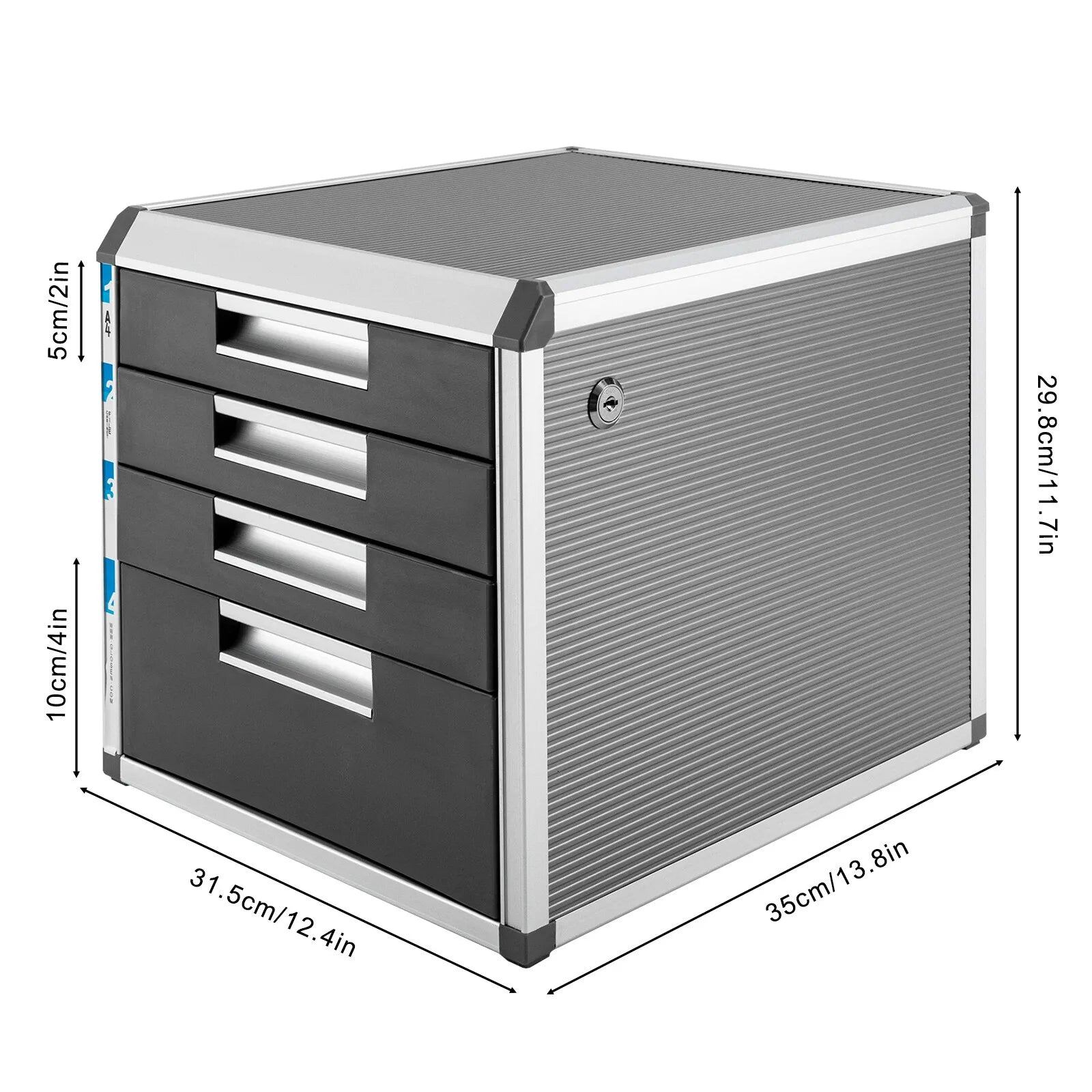 4 Drawer Metal Locking File Organizer
