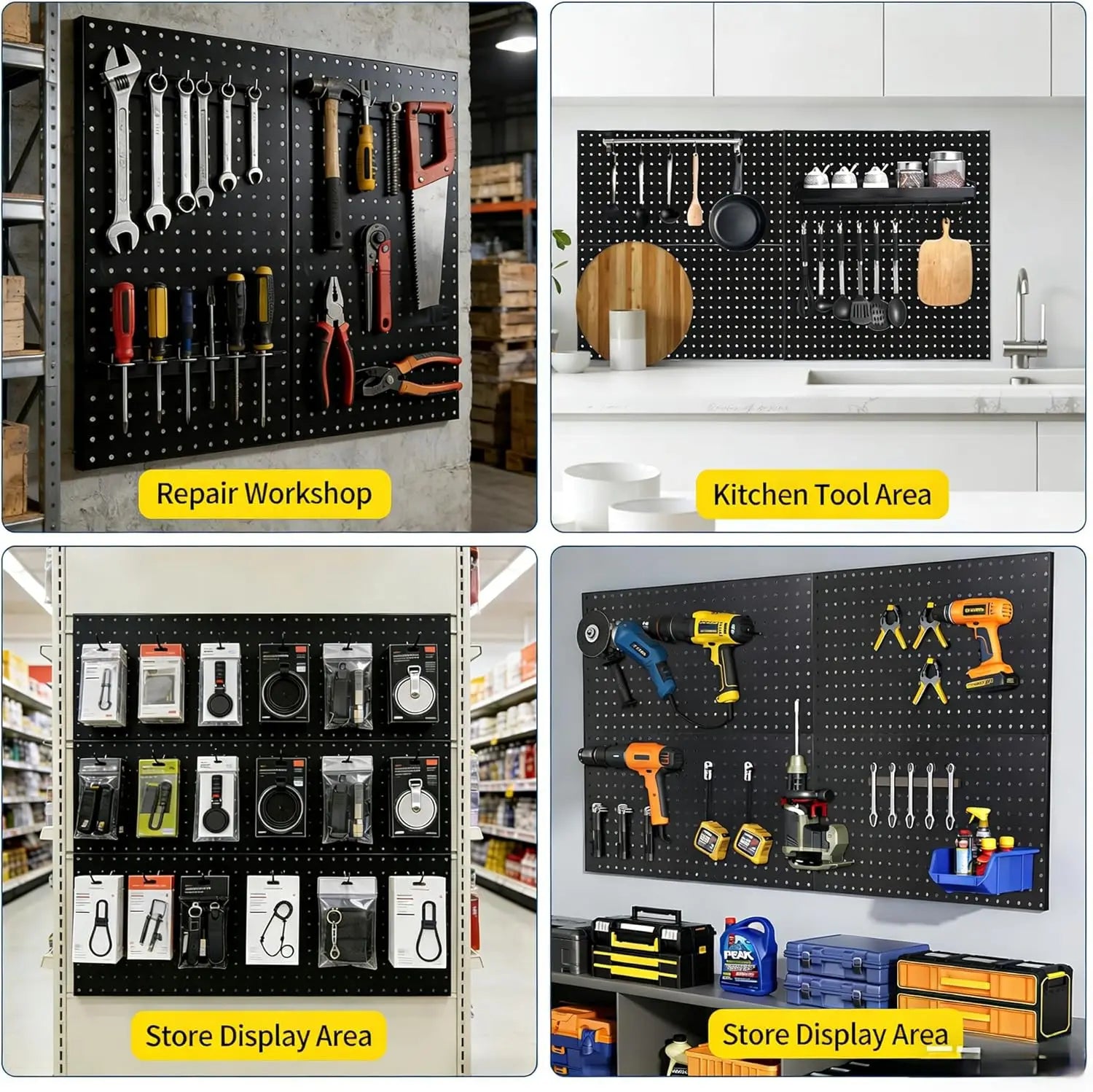 3 PCS Wall Mount Metal Pegboard Panels