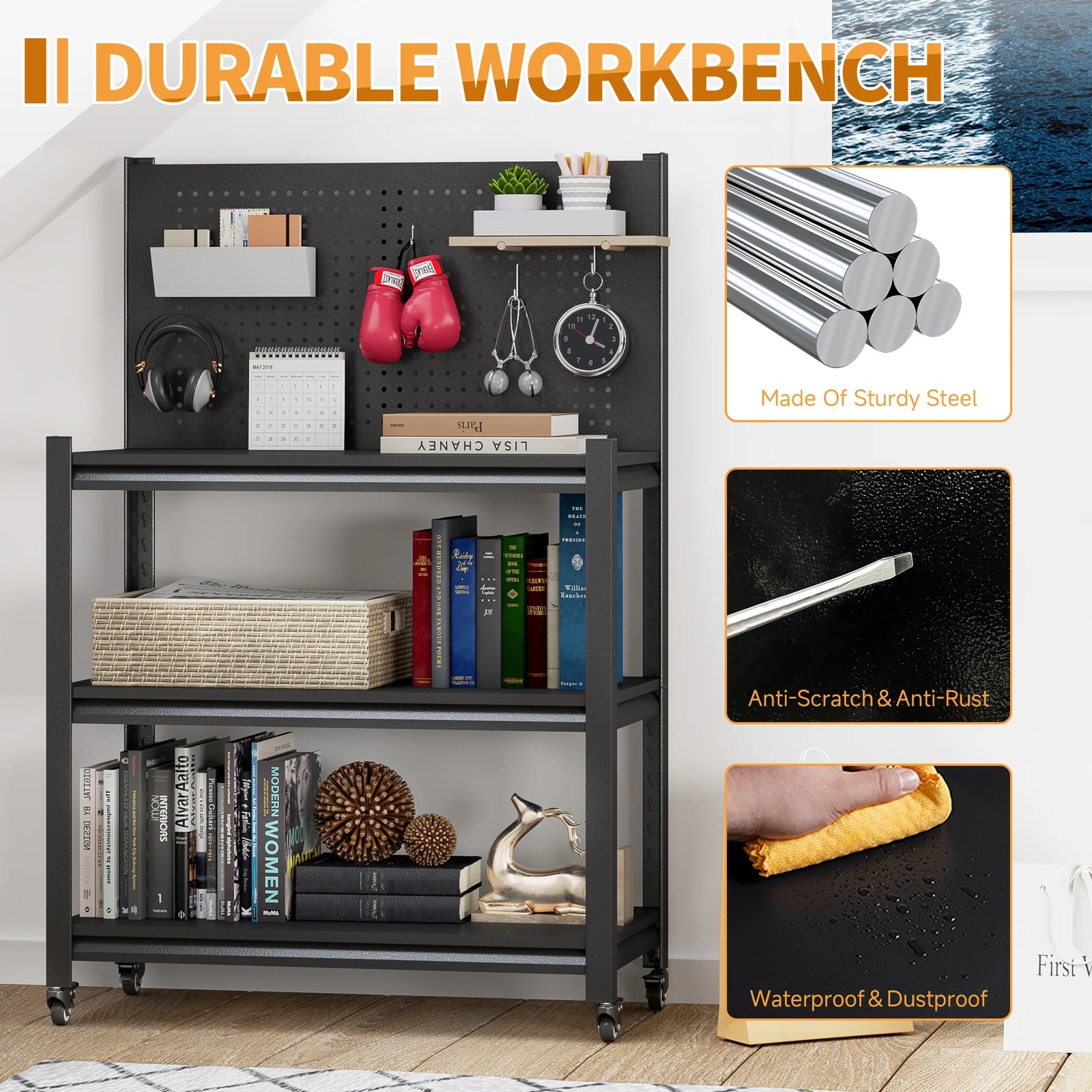 Rolling Tool Storage Workbench with Peg Board