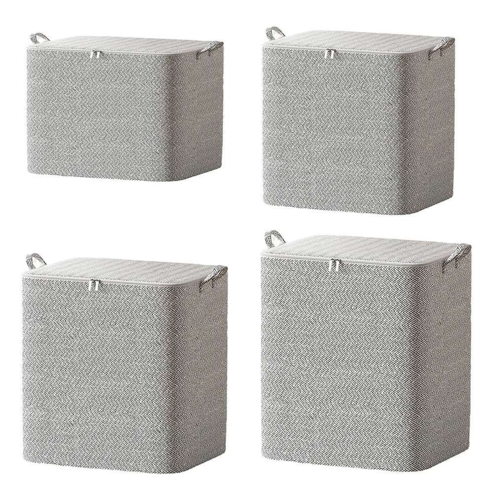 Zipper Lid Stackable Clothes Storage Baskets