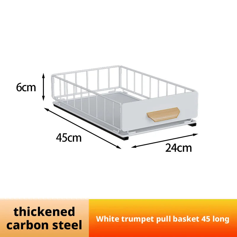 Kitchen Cabinet Pull-Out Storage Basket Dish Storage Basket Rack Kitchen Spice Drawer Storage Box Sundries Storage Basket
