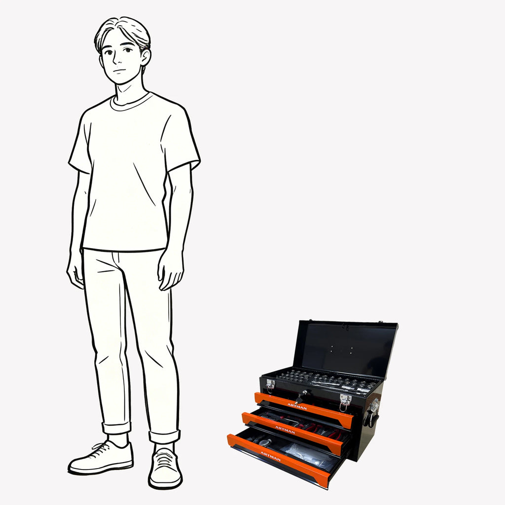 3 Drawer Portable Metal Tool Box with EVC Liner and Lock
