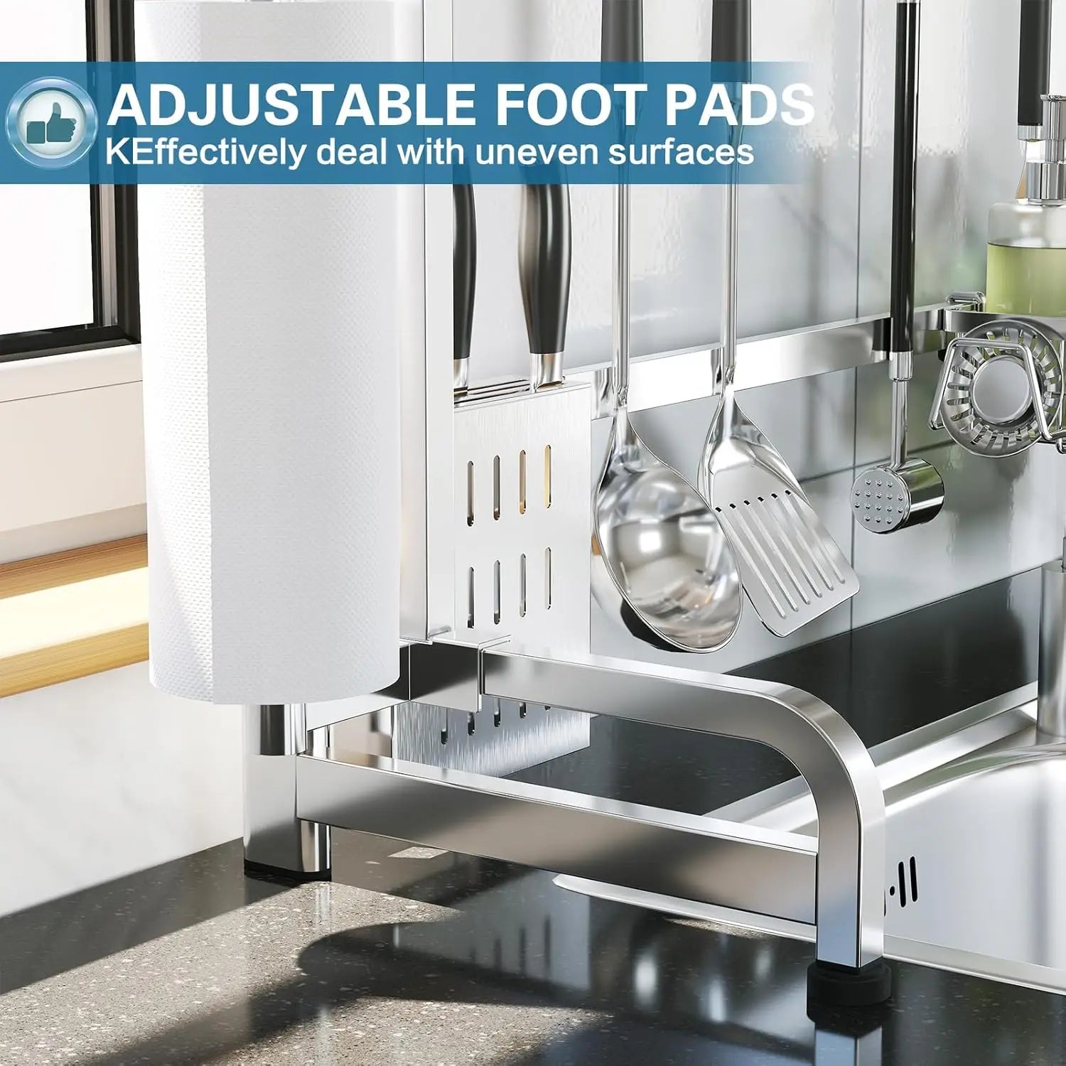 Three Tier Adjustable Stainless Steel Over-Sink Dish Drying Rack