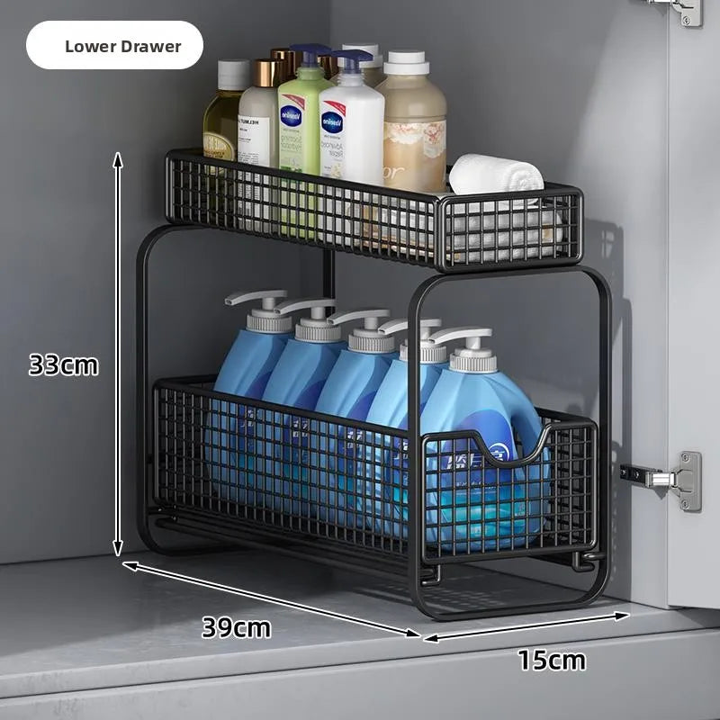 Kitchen Cabinet Storage Organizer Pull Out Double Layer Basket
