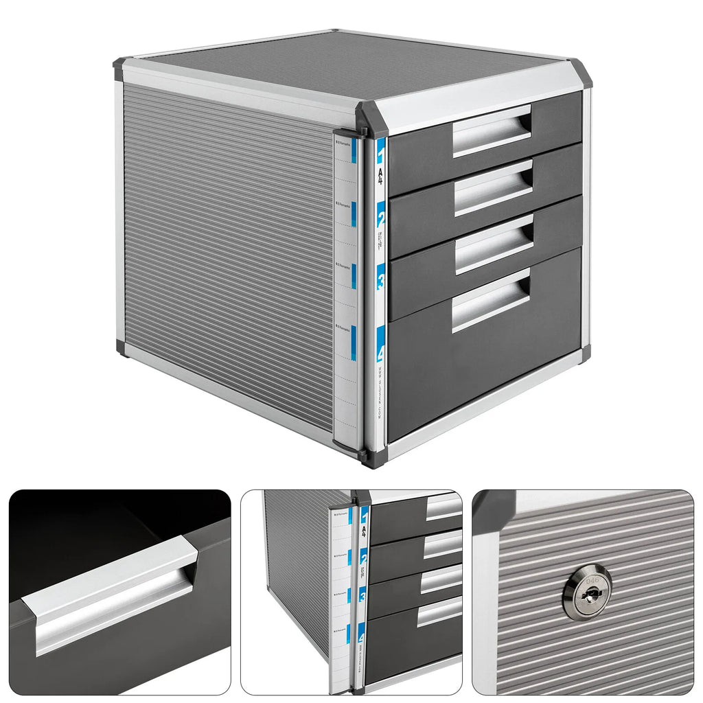 4 Drawer Metal Locking File Organizer