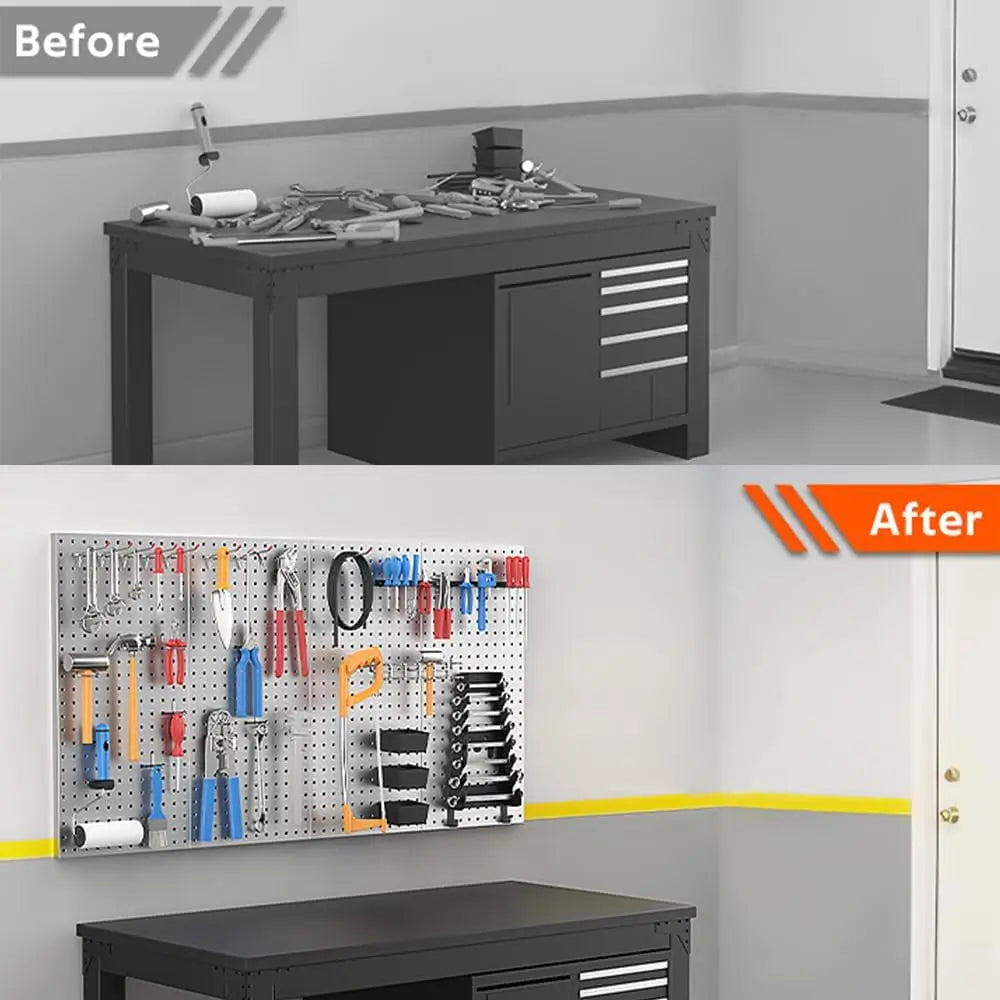 4 Pcs Metal Tool Storage Pegboard Wall Panels