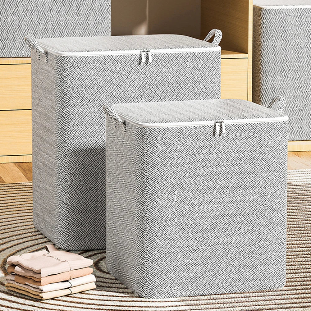 Zipper Lid Stackable Clothes Storage Baskets