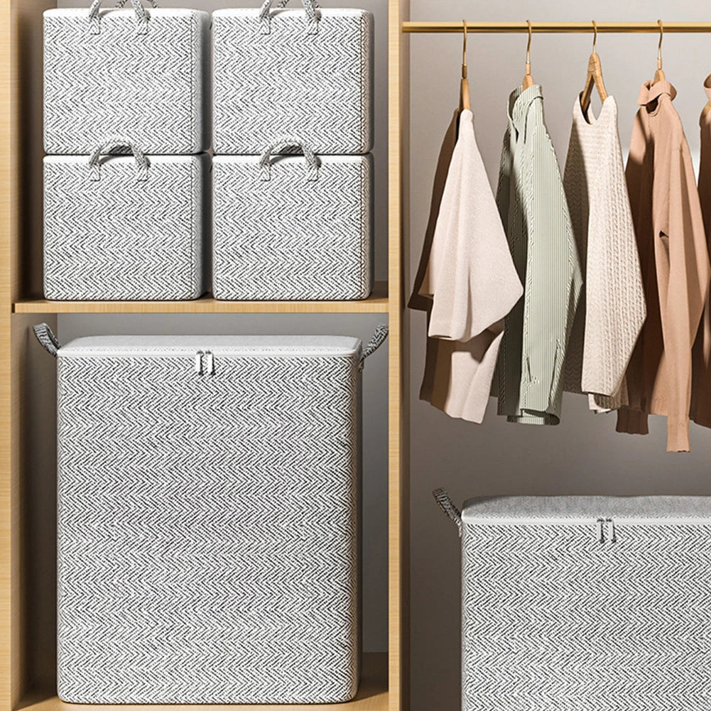 Zipper Lid Stackable Clothes Storage Baskets