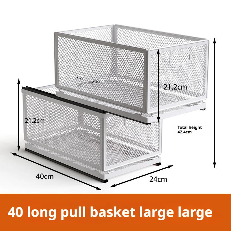 Kitchen Cabinet Pull-Out Storage Basket Dish Storage Basket Rack Kitchen Spice Drawer Storage Box Sundries Storage Basket