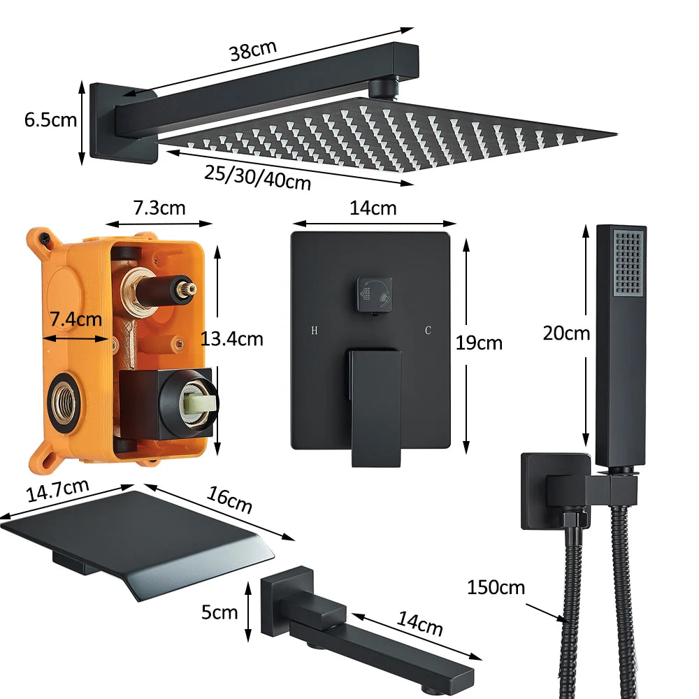 Concealed Rain Waterfall Shower System