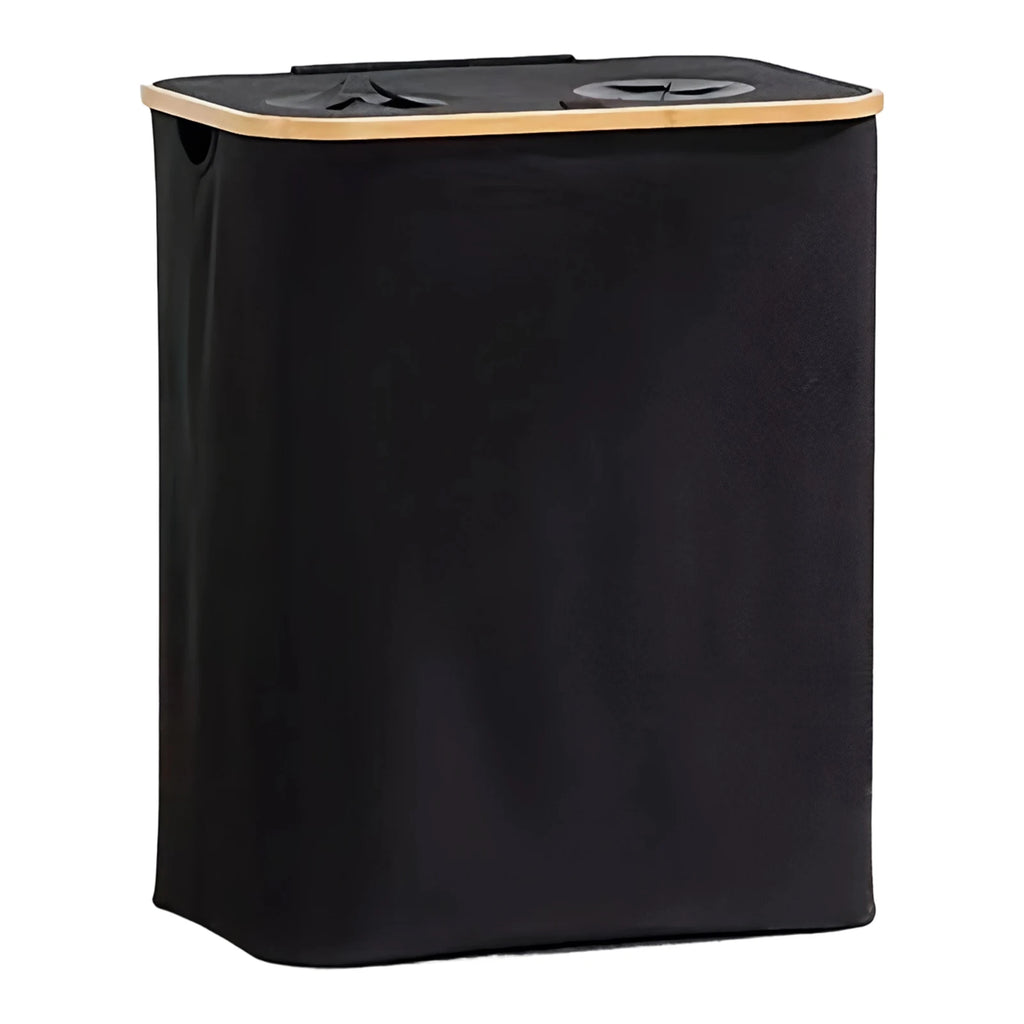 Foldable Oxford 2 Sections Laundry Storage Basket with Lid