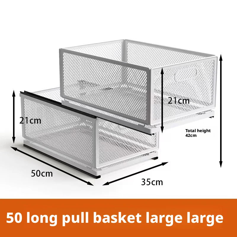 Kitchen Cabinet Pull-Out Storage Basket Dish Storage Basket Rack Kitchen Spice Drawer Storage Box Sundries Storage Basket