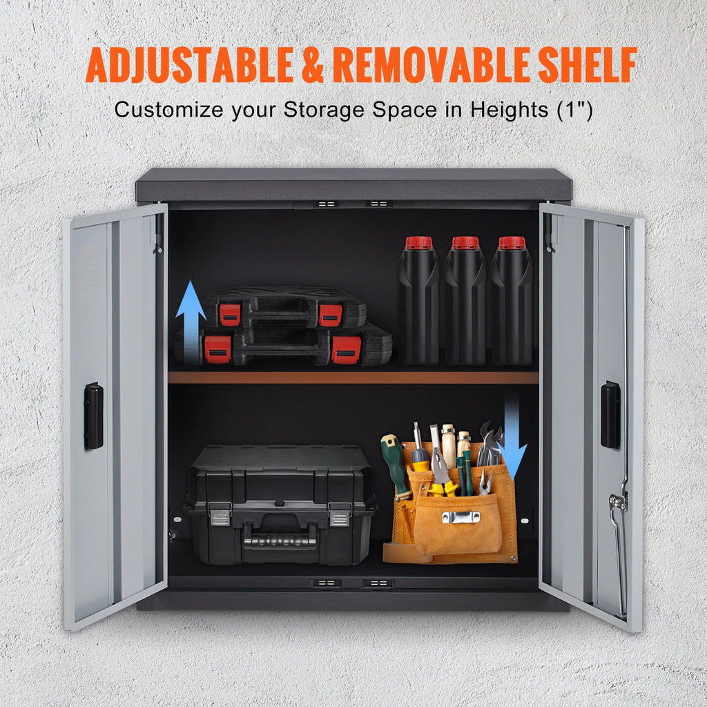 Metal Foldable Wall Cabinet with Magnetic Door & Adjustable Shelving