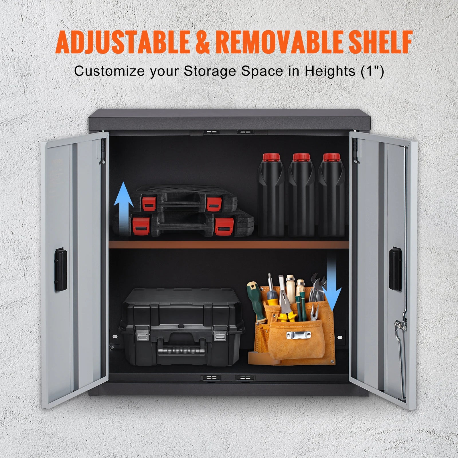 Metal Foldable Wall Cabinet with Magnetic Door & Adjustable Shelving