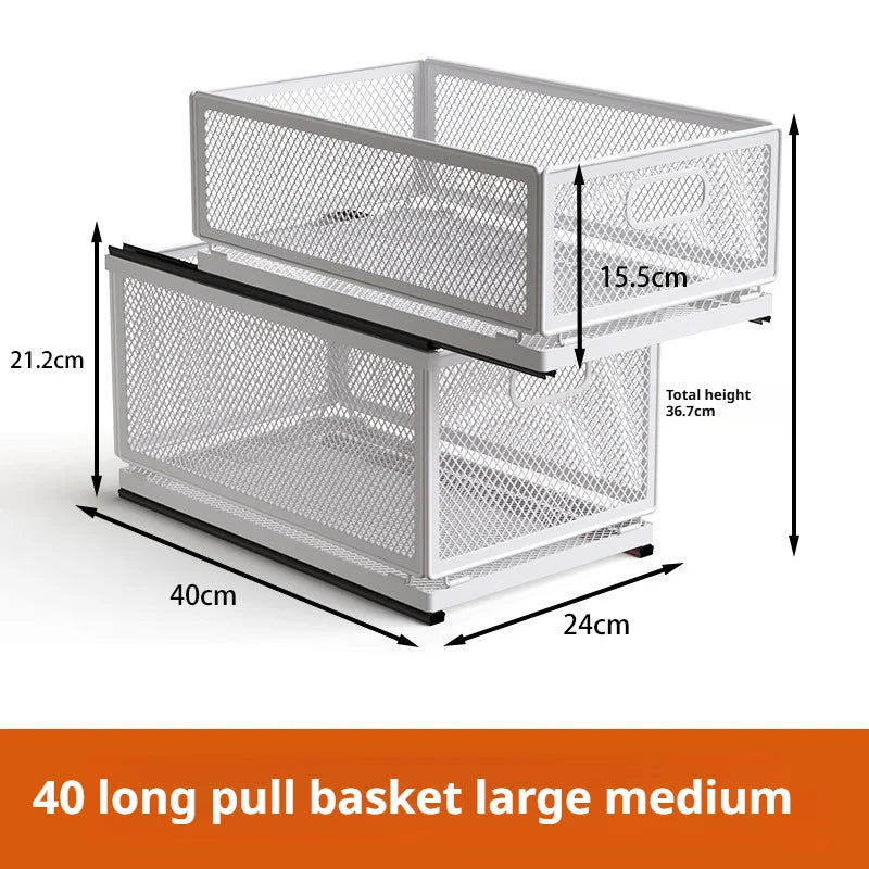 Kitchen Cabinet Pull-Out Storage Basket Dish Storage Basket Rack Kitchen Spice Drawer Storage Box Sundries Storage Basket