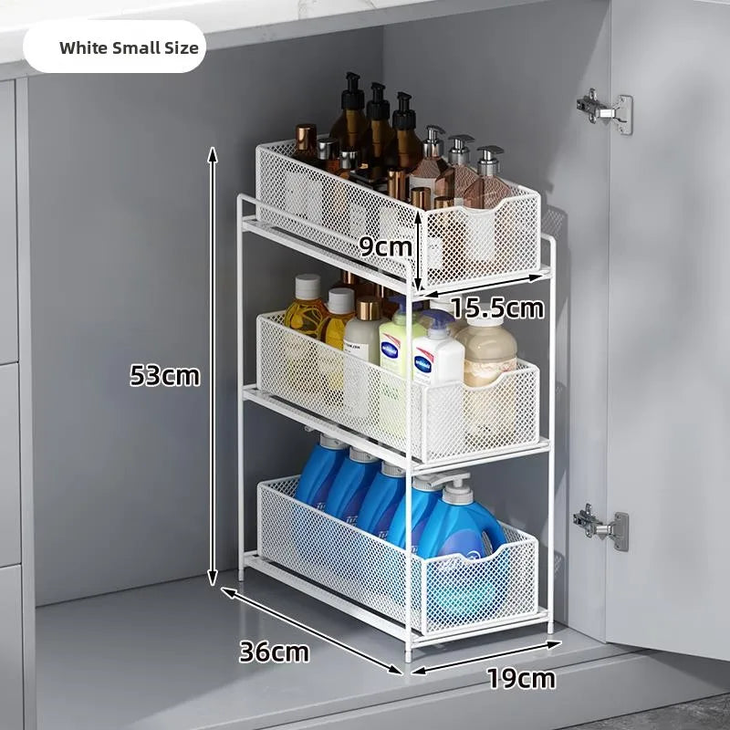 Kitchen Cabinet Storage Organizer Pull Out Double Layer Basket