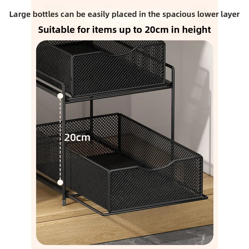 Kitchen Cabinet Storage Organizer Pull Out Double Layer Basket