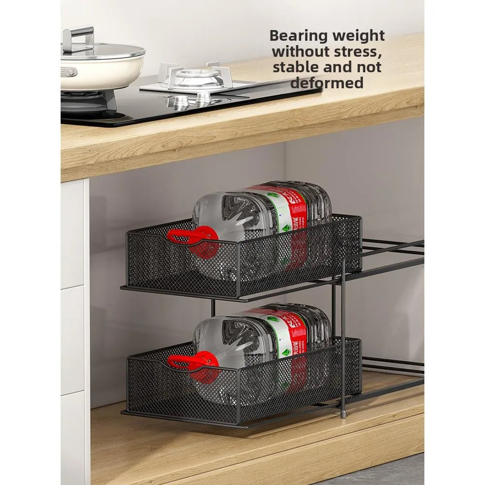Kitchen Cabinet Storage Organizer Pull Out Double Layer Basket