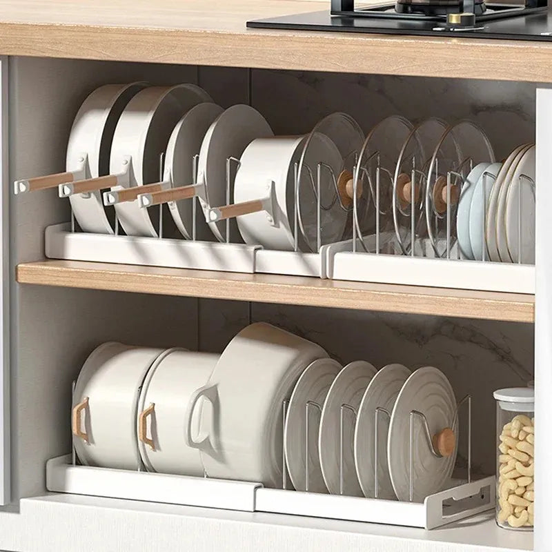 Under Counter Cabinet Expandable Kitchen Pot Pan Organizer