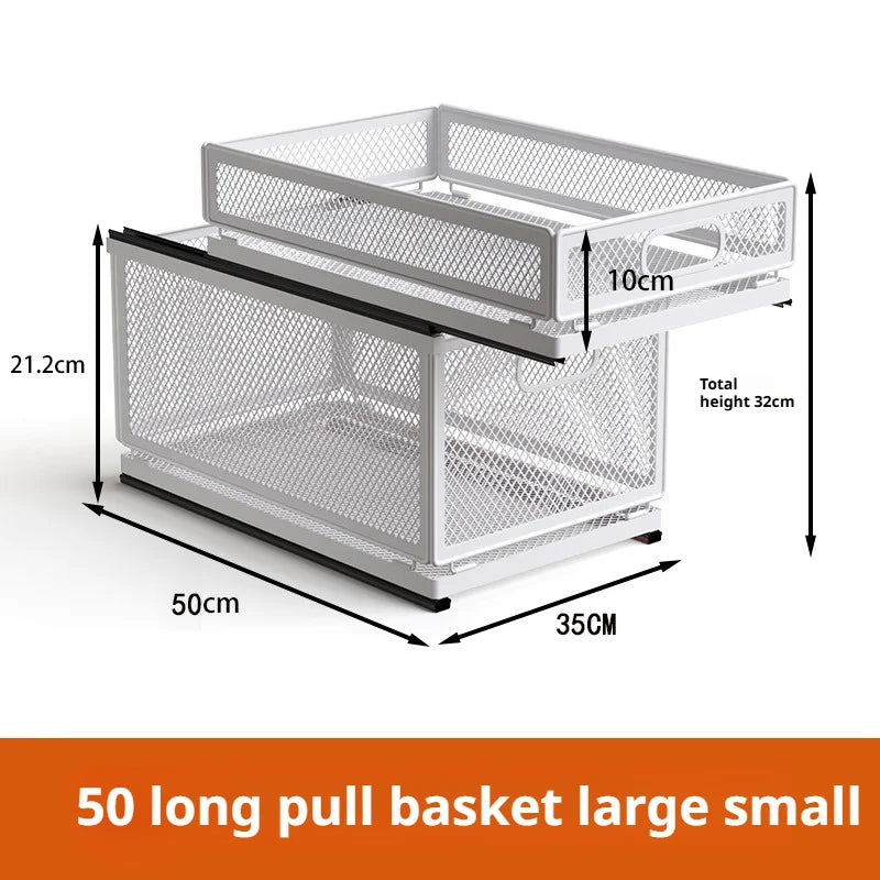 Kitchen Cabinet Pull-Out Storage Basket Dish Storage Basket Rack Kitchen Spice Drawer Storage Box Sundries Storage Basket