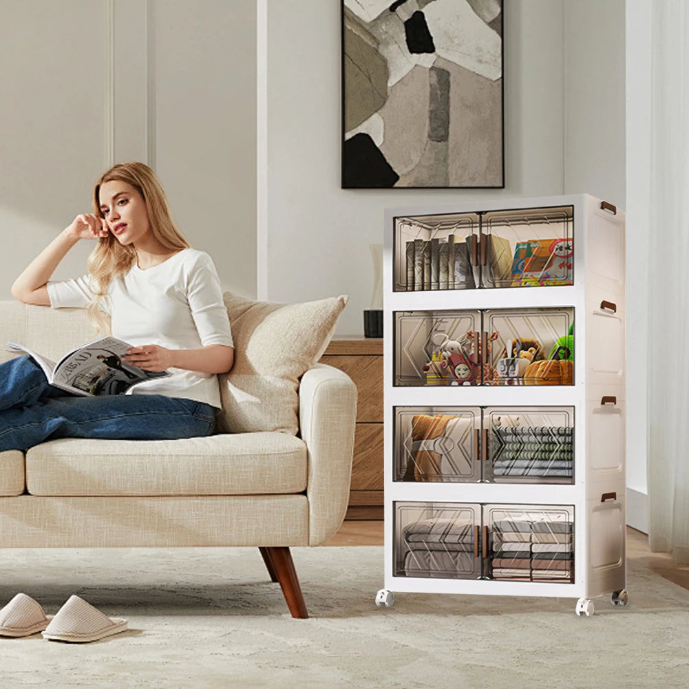 Four Tier Revealing Foldable Storage Cabinet