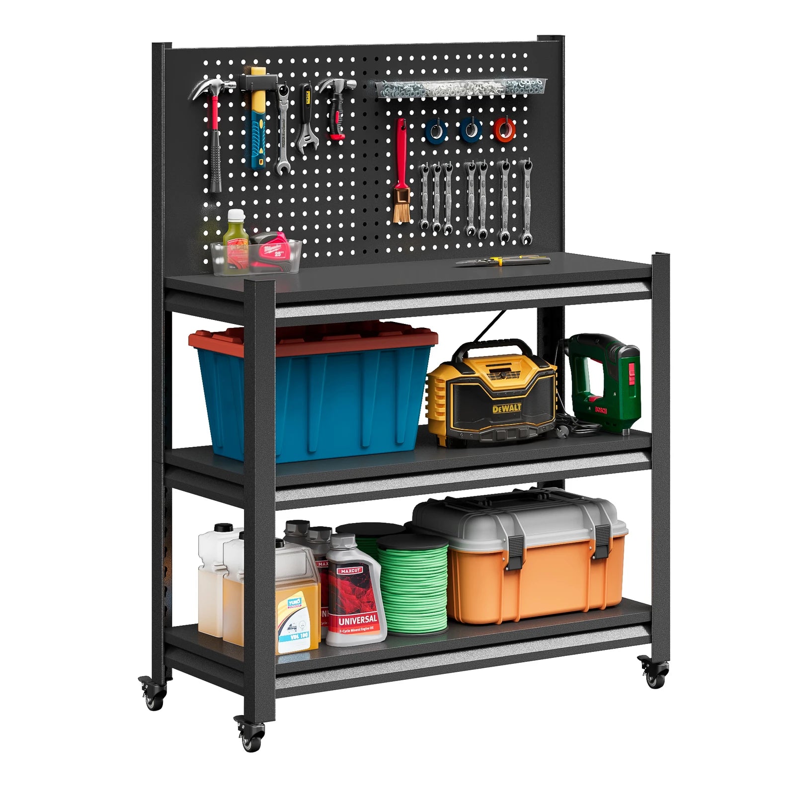 Rolling Tool Storage Workbench with Peg Board