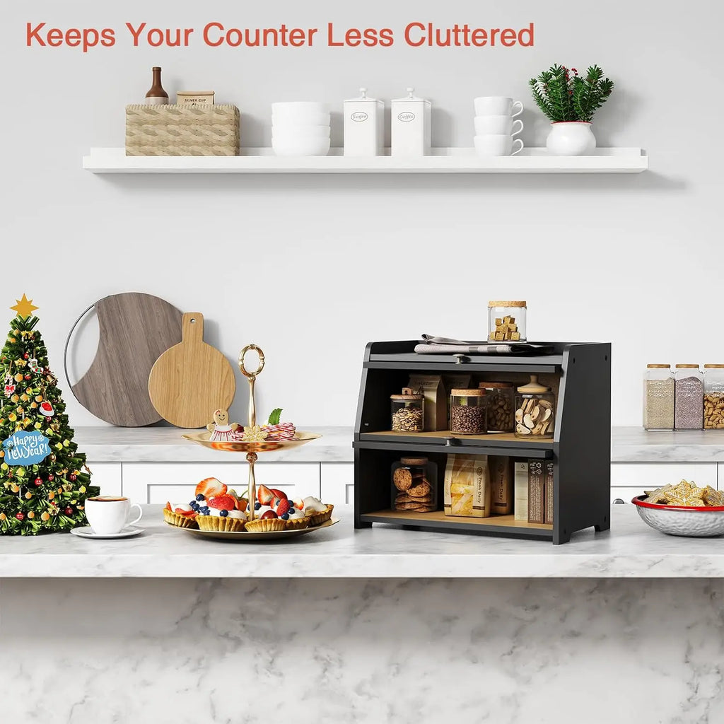 Bread Box with Double Layer Storage