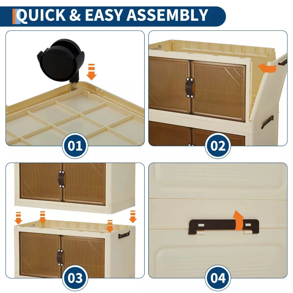 Five Tier Stackable Storage Boxes with Wheels & Folding Drawers