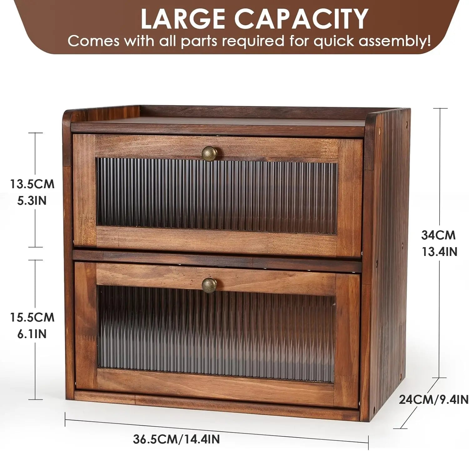 Wooden Bread Storage Box with Acrylic Window