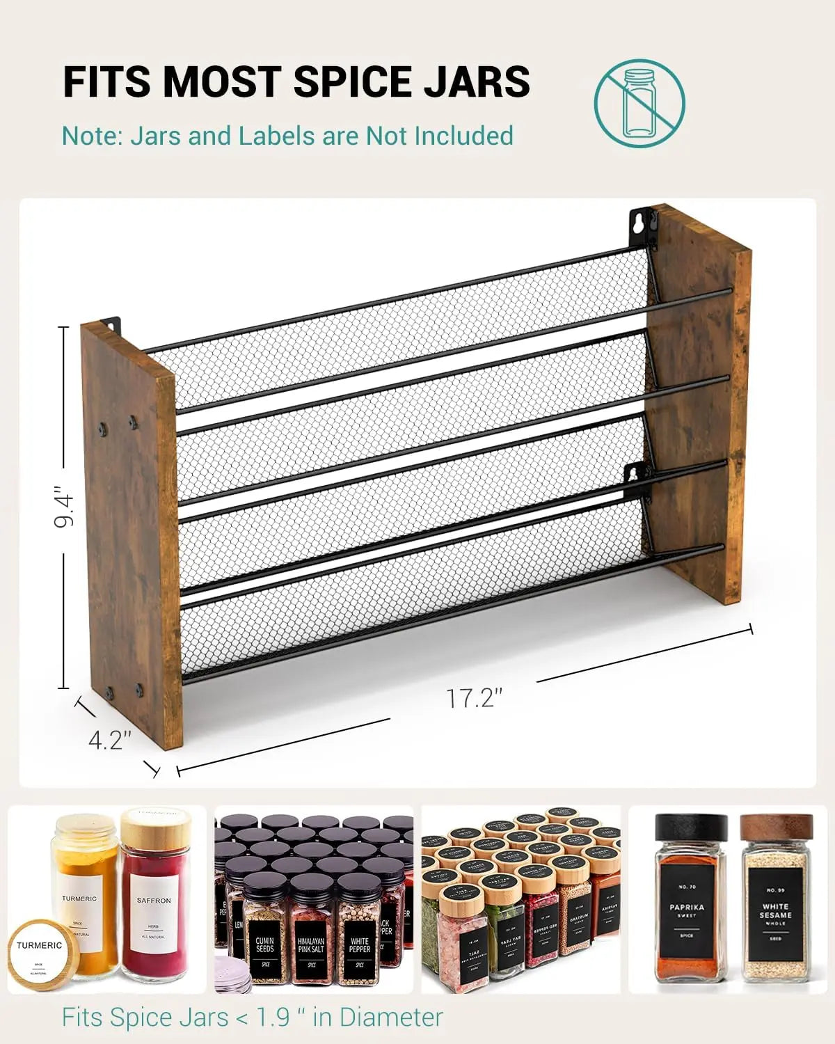 Four Tier Wall Mounted Spice Rack