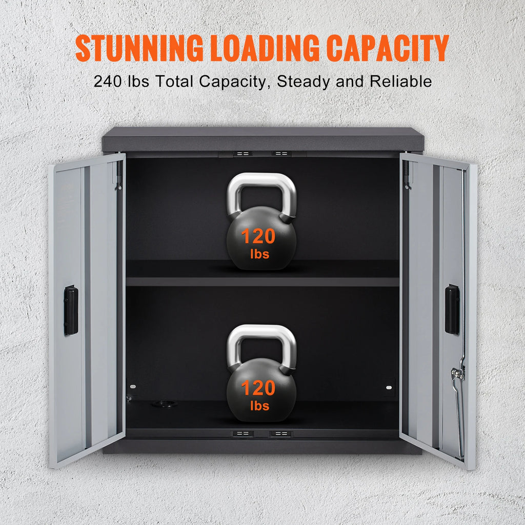 Metal Foldable Wall Cabinet with Magnetic Door & Adjustable Shelving