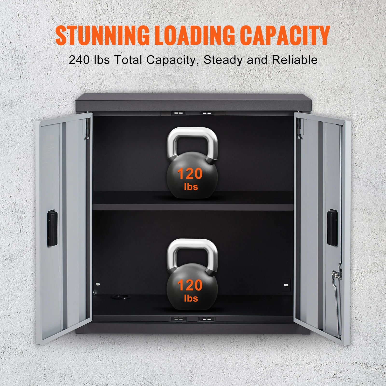 Metal Foldable Wall Cabinet with Magnetic Door & Adjustable Shelving