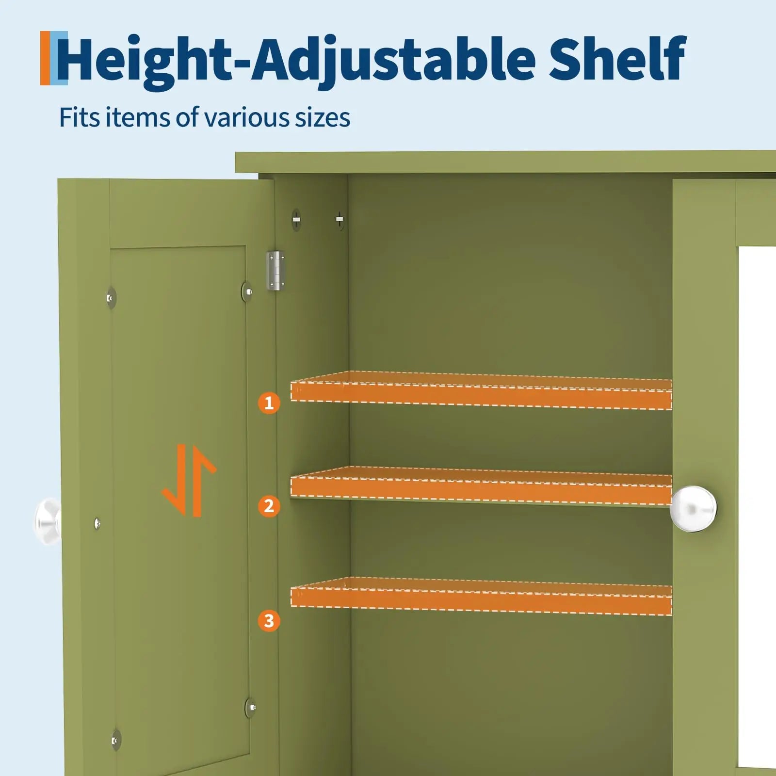 Wall Mounted Adjustable Shelving Medicine Cabinet With Mirror & Double Swing Doors