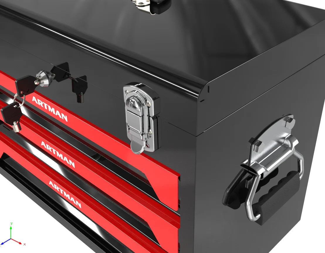 3 Drawer Portable Metal Tool Box with EVC Liner and Lock