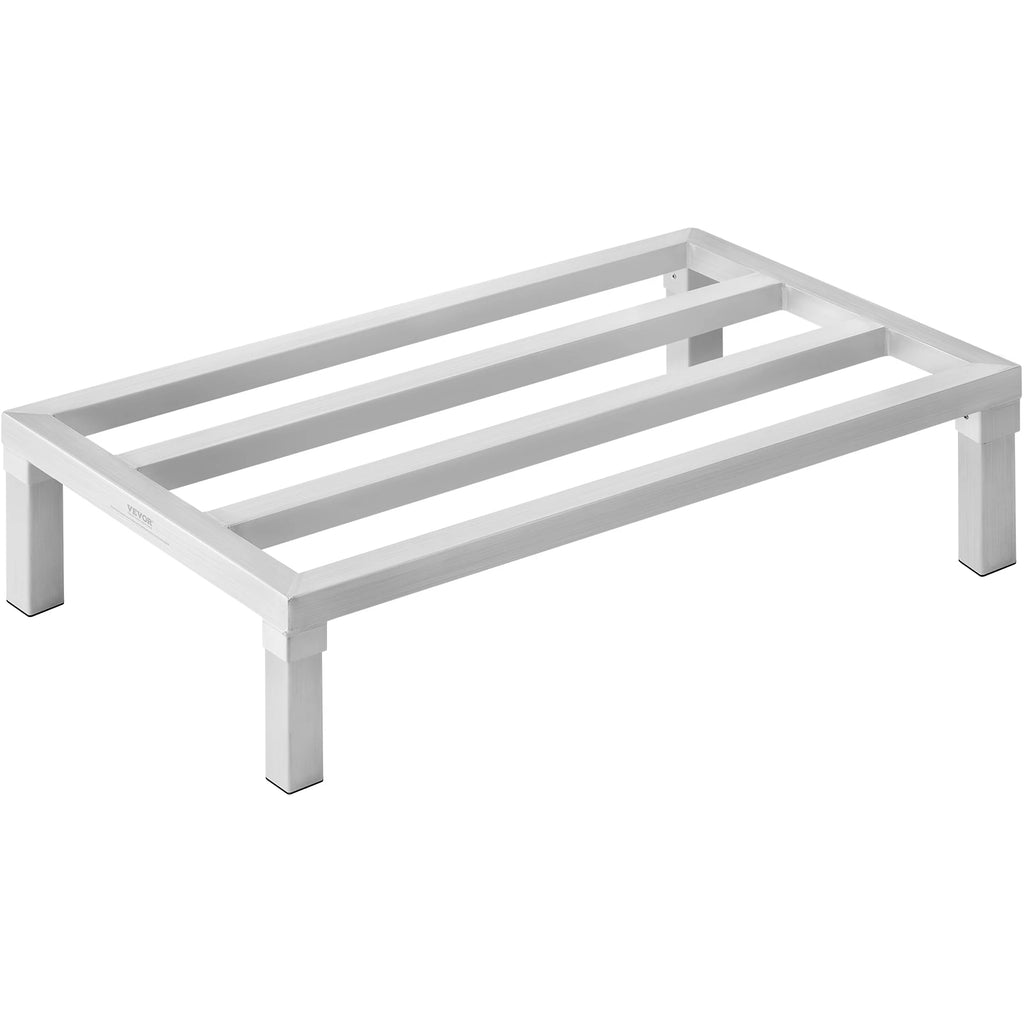 SucceBuy 1800 lbs Aluminum Dunnage Rack Commercial Food 8” Off the Floor Rack All-Welded Storage Rack for Kitchens Garages