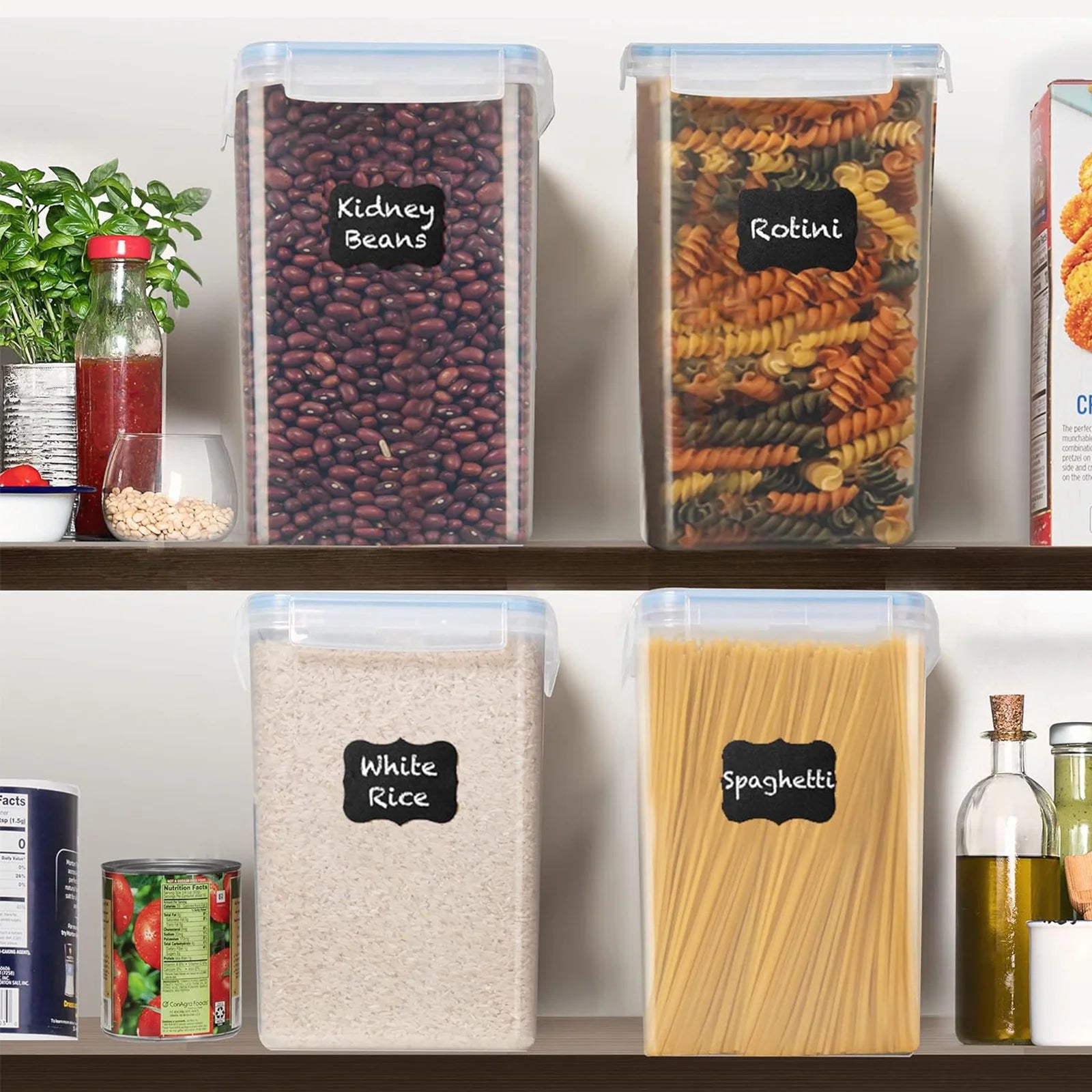 2Pcs Large Airtight Dry Pantry Food Storage Containers