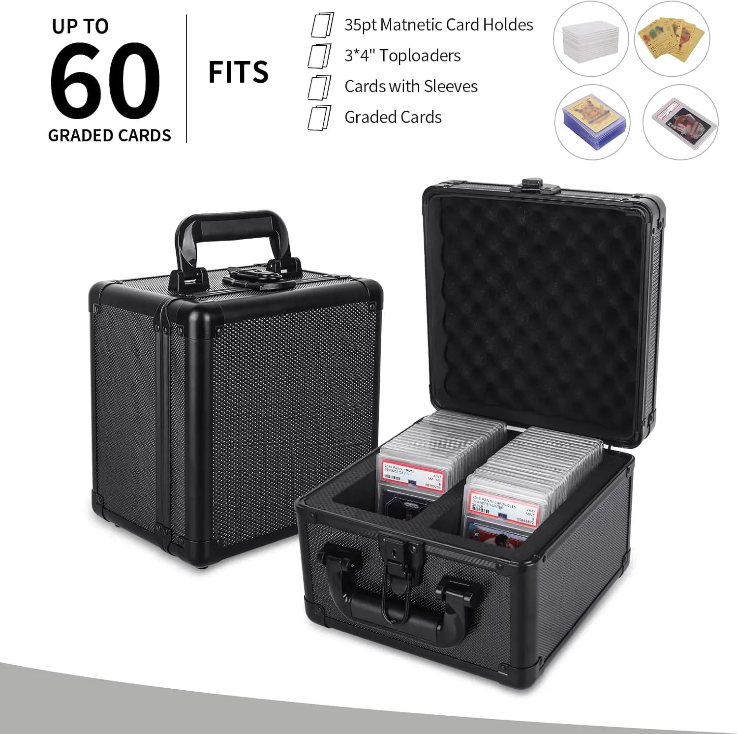 60 Card Collection Premium Graded Storage Box with Shockproof Design