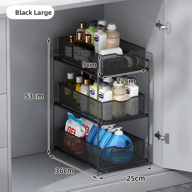 Kitchen Cabinet Storage Organizer Pull Out Double Layer Basket