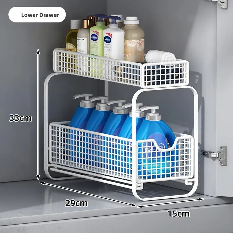 Kitchen Cabinet Storage Organizer Pull Out Double Layer Basket